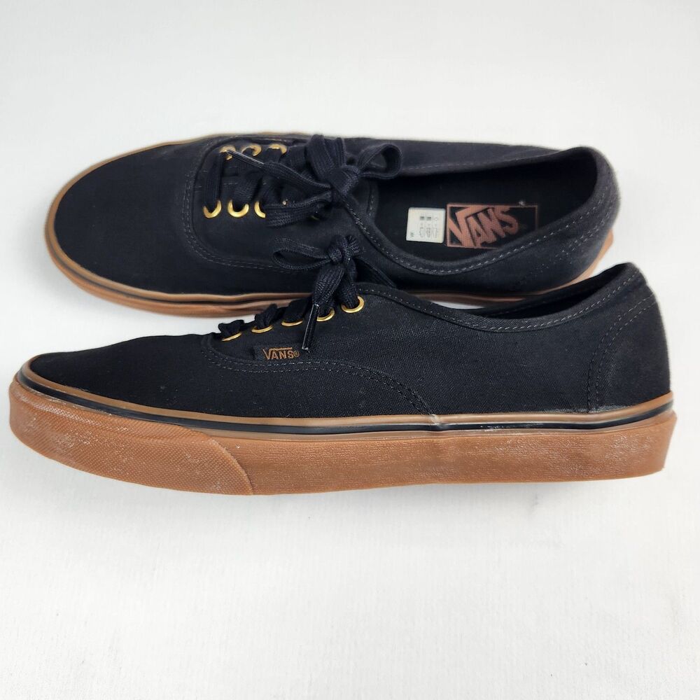 Vans Authentic Low-Top Sneaker Canvas Black /Gum Sole Mens 10.5 Skater Casual